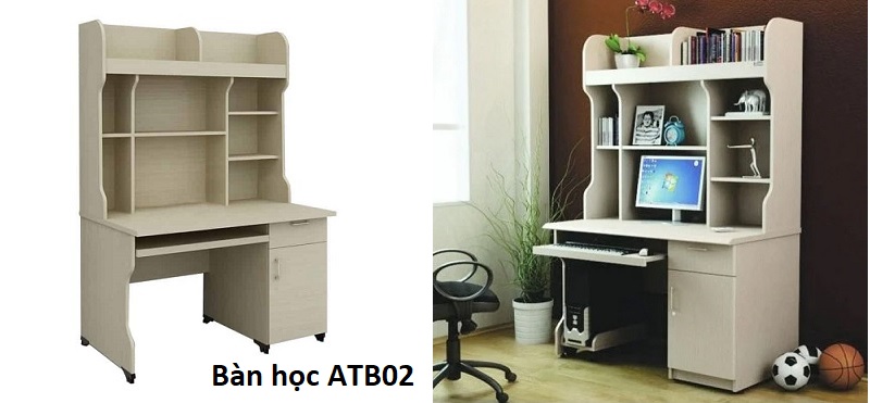 Bàn học liền giá sách ATB02
