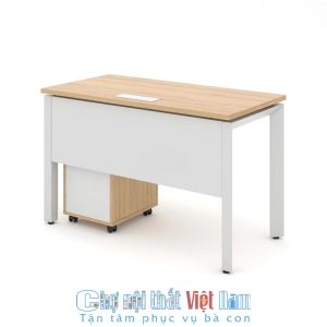 bàn làm việc chân sắt mặt gỗ