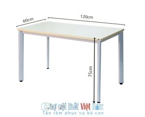 bàn làm việc chân sắt mặt gỗ