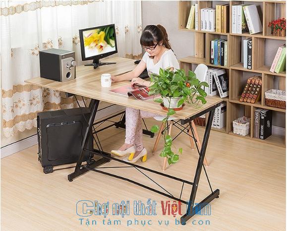 bàn làm việc chữ L chân chéo